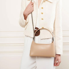 Бежева сумка-багет з цепочкою шкіряна 433-30-BEIGEFONCE